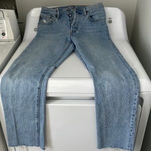 Levi’s 501 27W 31L with raw hem light wash $40 obo